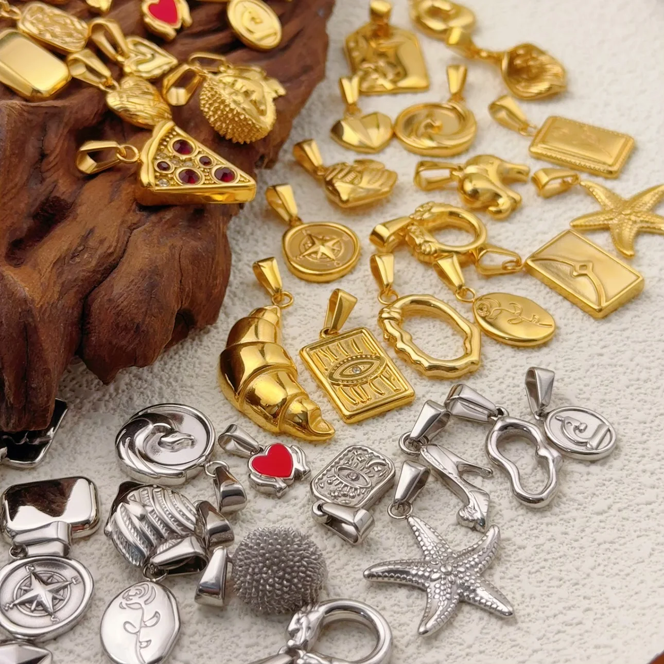 Stainless Steel Waterproof Non Tarnish Diy Cowboy Boot Starfish Beetle Pendant 18k Gold Wholesale Bulk Charms For Jewelry Making