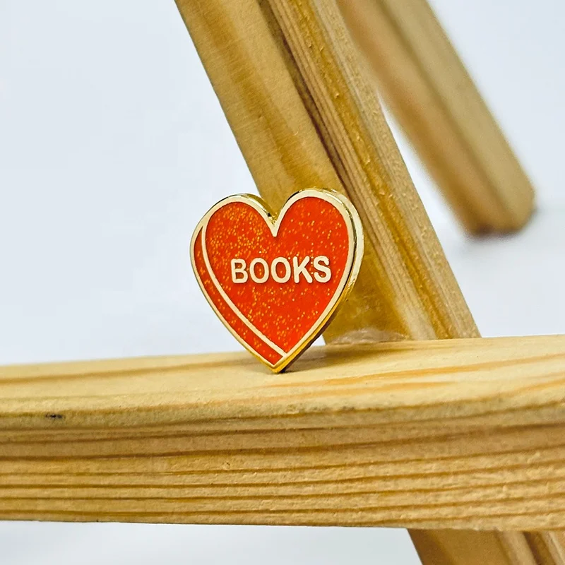 Lifeng Manufacturer Custom Heart Shape Soft Enamel Metal Lapel Pins Hard Enamel Pins with Glitter for Creative Gifts