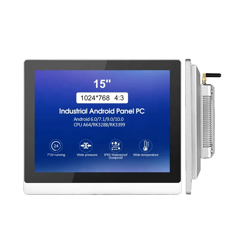 15 inch Vesa Mount IP65 Capacitive Touch Screen All in One Desktops Computer Industrial A64 Android Panel PC with Rj45 and Rs232