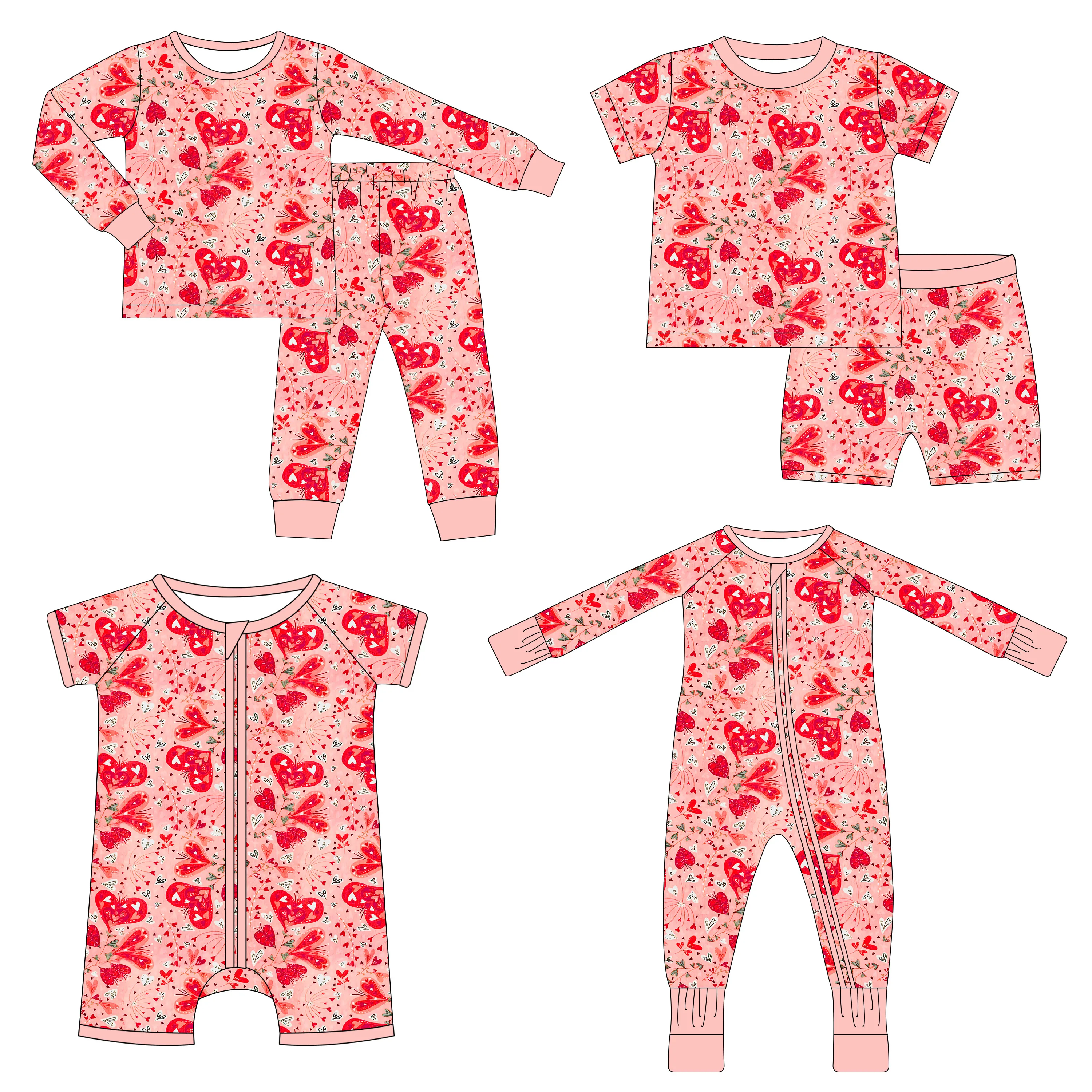 OEM Wholesale  2 Piece Baby Pyjamas Bodysuit Long Sleeve Soft Sleepwear Cotton Boys Girls Pajamas Elastic Pyjamas Bamboo pajamas