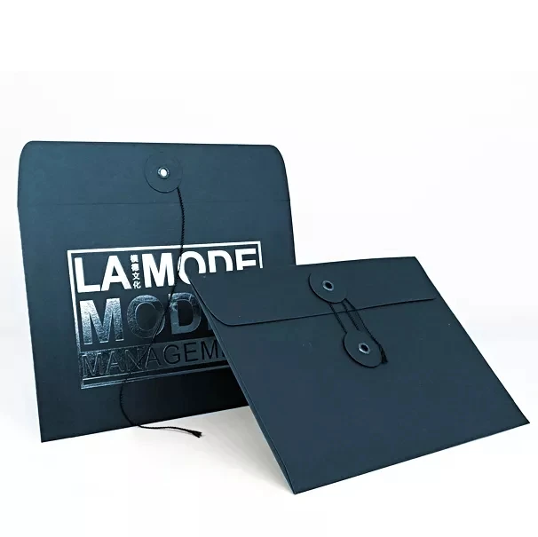Custom Logo Hot Stamping UV Hot Sale Black Specialty Paper Gift Card black a4 paper document retro express envelope mailing bags