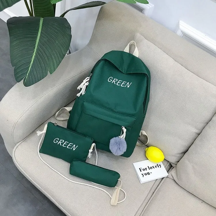 New Value set 3pcs set shoulder bag pencil bag backpack Junior high school students school bag candy color backpack