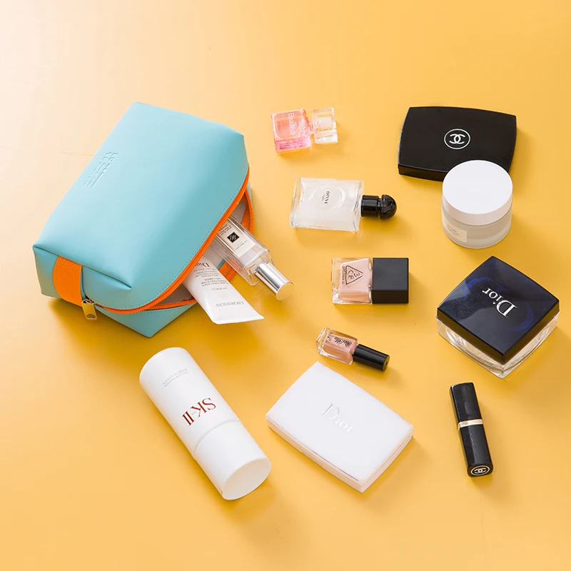 Latest travel PU leather cosmetic organizer pouch lady girls makeup brush holder bag