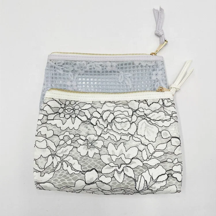 Fashion lace customized cosmetic make up case bag for ladies waterproof pvc travel cosmetic bag