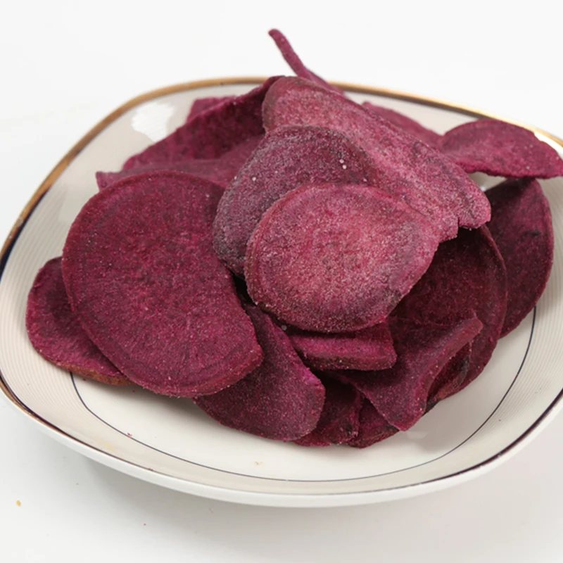 High quality preserved vegetables OEM Fruit & Vegetable Snacks purple sweet potato chips dried vegetables