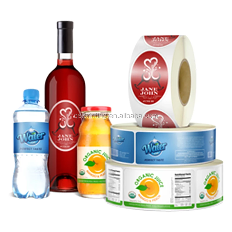 Custom Waterproof Mineral food label plastic water Bottles Labels glass jar label wine bottle
