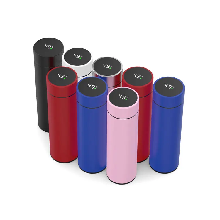 Custom Smart touch LED screen temperature display double wall stainless steel   water bottle vacuum flask