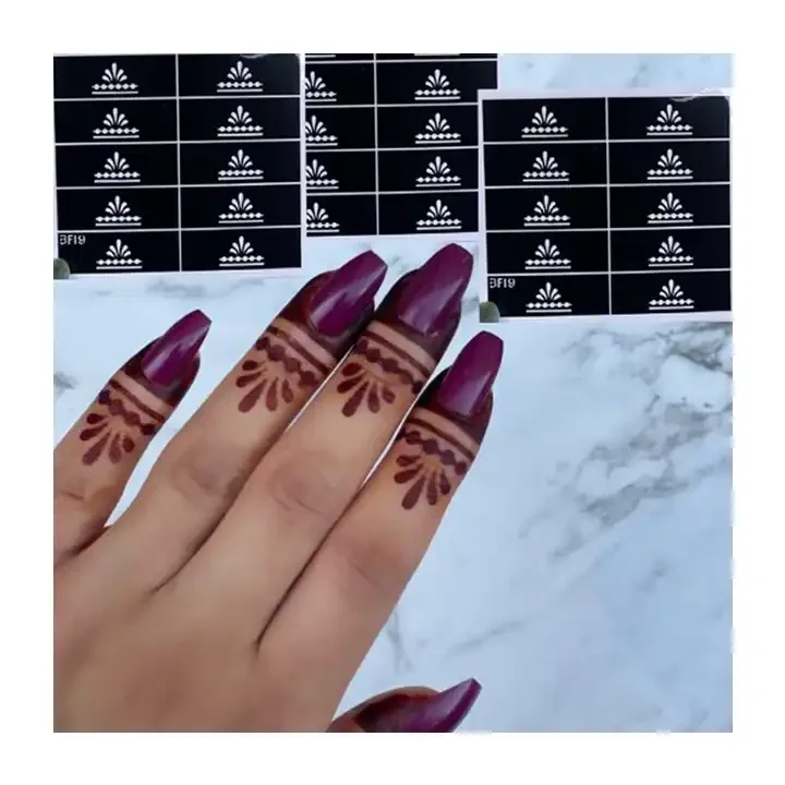 Factory Free Samples Finger Henna Stencil Reusable Henna Finger Tattoo Stencils Painting Tattoo Hand Small Finger Stencil