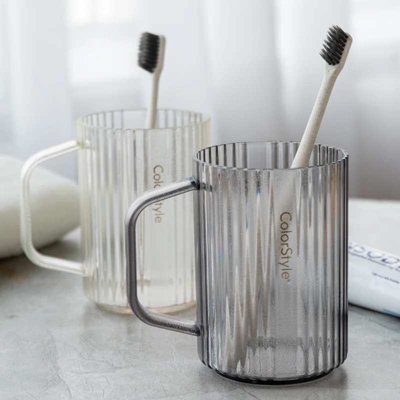 BPA Free Bathroom Toothbrush Holder Gargle Mouthwash Couples Tumbler Mug Custom logo Reusable clear Plastic Cup