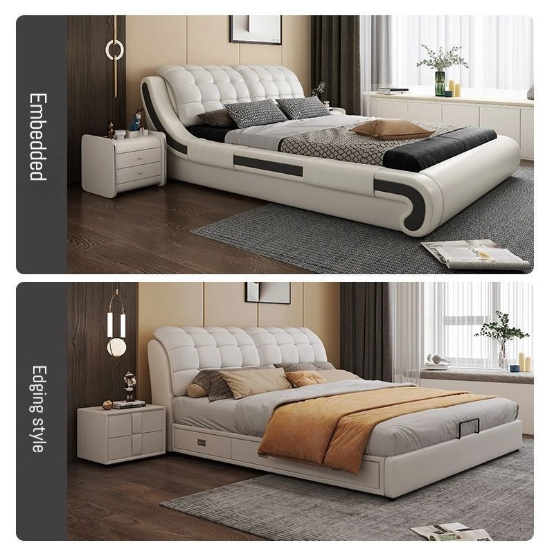 KEHUI Bedroom Bed Set Master Sheets Luxury King Large Room Furniture Wooden Light Full Minimalist Design 2024 Bedroom Bed