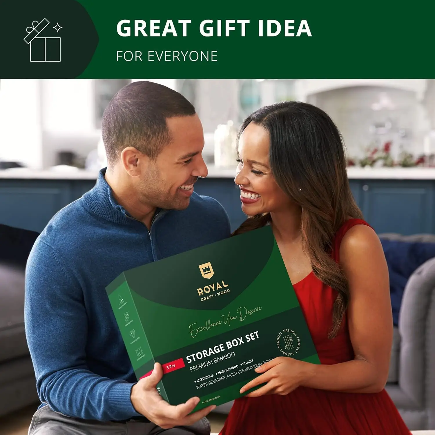 Bamboo Drawer Organizer Storage Box,Use Drawer Organizer for Kitchen, Bathroom, Office Desk, Makeup, Jewelry