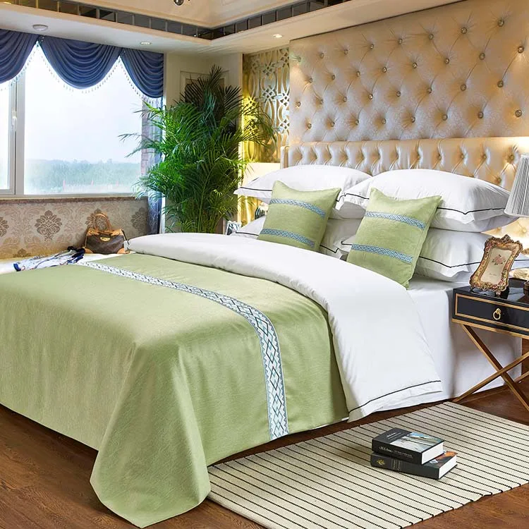 New arrival 400tc bedsheet 100 cotton bedding set used hotel linen for sale