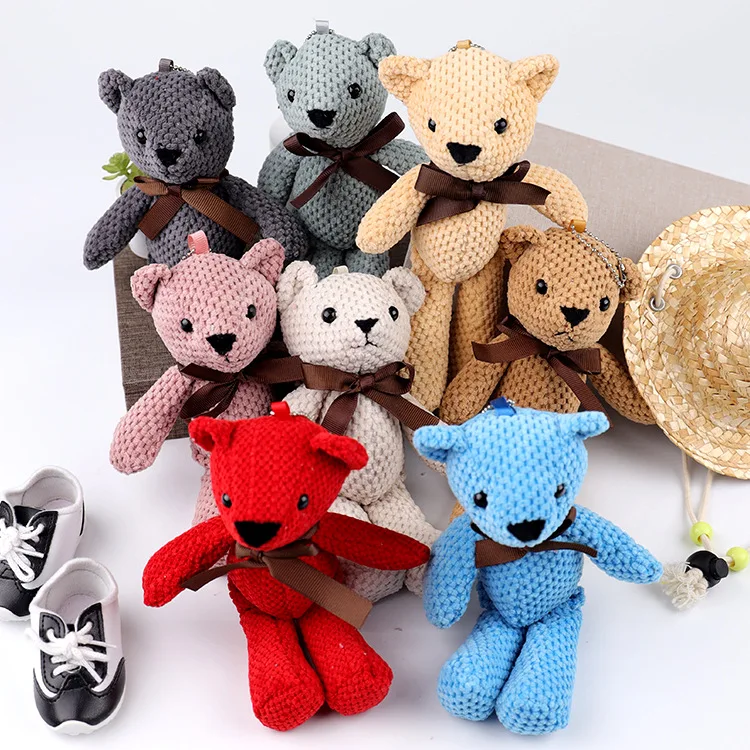 6 inch Bear Stuffed Plush Toys Baby Cute Keychain Pendant Dolls Gifts Birthday Wedding Party Decor Keyring