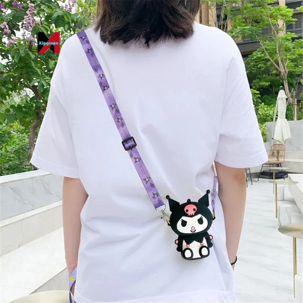 Kawaii Cartoon Kuromied My Melody Silicone Messenger Bag Children Coin Purse Cute Mini for Girls Gift