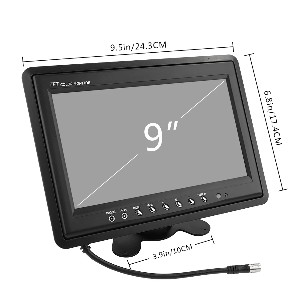 9 inch Car TFT LCD Monitor Support Rear View Camera DVD Player/MP3/MP4/MP5/TV