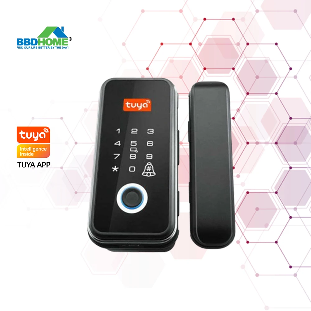 BBDHOME Mobilephone APP Control remote Fingerprint Unlock Graffiti Smart Glass Door Lock