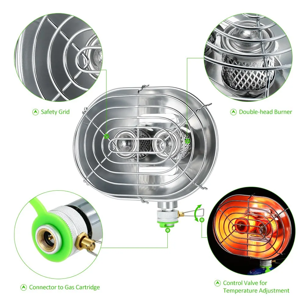 BRS-H22 Camping Double Burner Heating Gas Stove Outdoor Fishing Portable Infrared Ray Burner Keeping Warm Heater Equipment