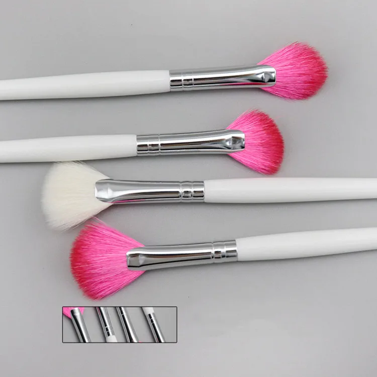 Soft Makeup Fan Brush Face Mask Cosmetic Customized Logo Pink Small Mascara White Make Up Pink Facial Fan Brushes For Facial