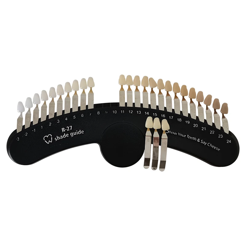 27Colors Dental Teeth Whitening Shade Guide Handheld Tooth Bleaching Color Comparator with Removable Tabs