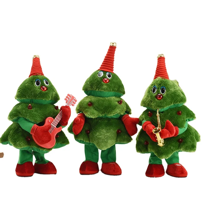 Электрическая кукла Рождественская мягкая плюшевая игрушка танцующая и Поющая Санта-Клаус снеговик елка праздничные