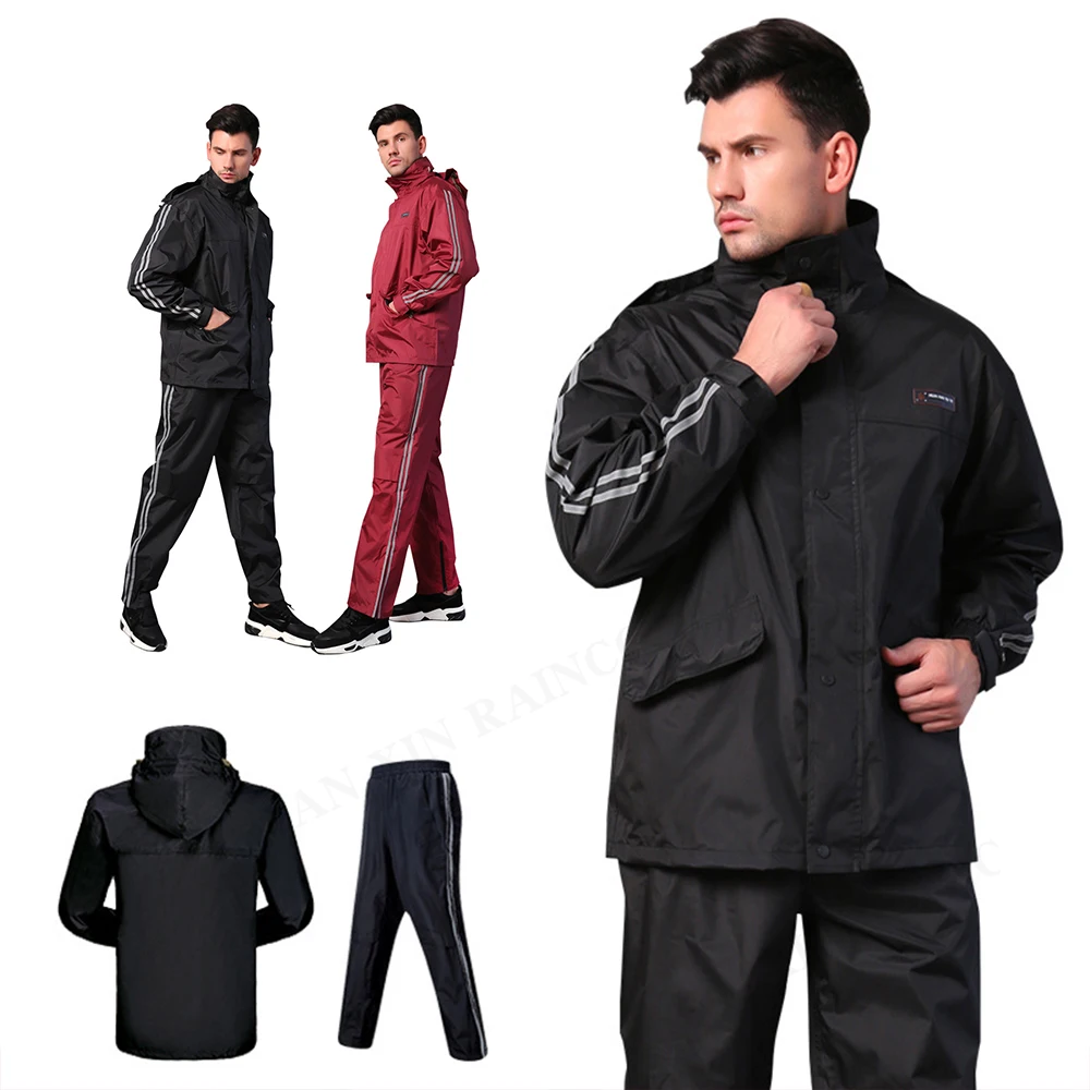 Motorcycle Rain Gear for Men Women Waterproof Lightweight Rain Suits Hideaway Hood  Jacket and Rain Pants for Outdoor