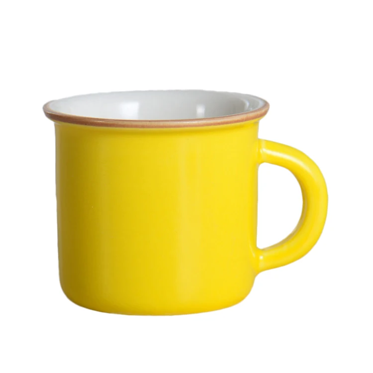 Wholesale Customized Logo Printing Coating Metal Ceramics  Drinkware Enamel Tea Cup Coffee Mug