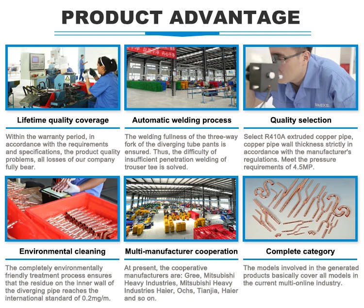 90 Degree Tee Fitting Branch Piping Kit Refrigeration System Refnet Joint For SANYO