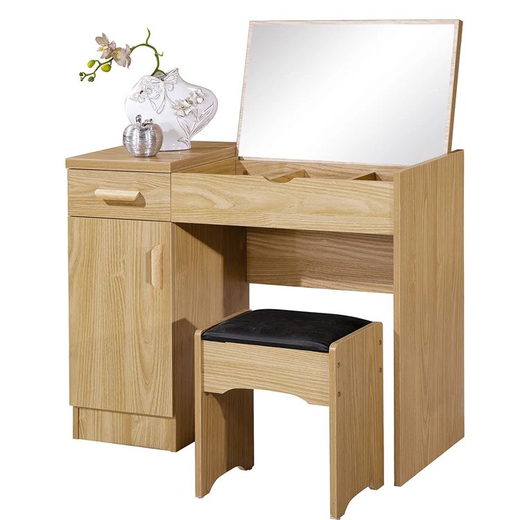 Home Furniture Brown Dresser Set Mirror Make Up Dresser Table