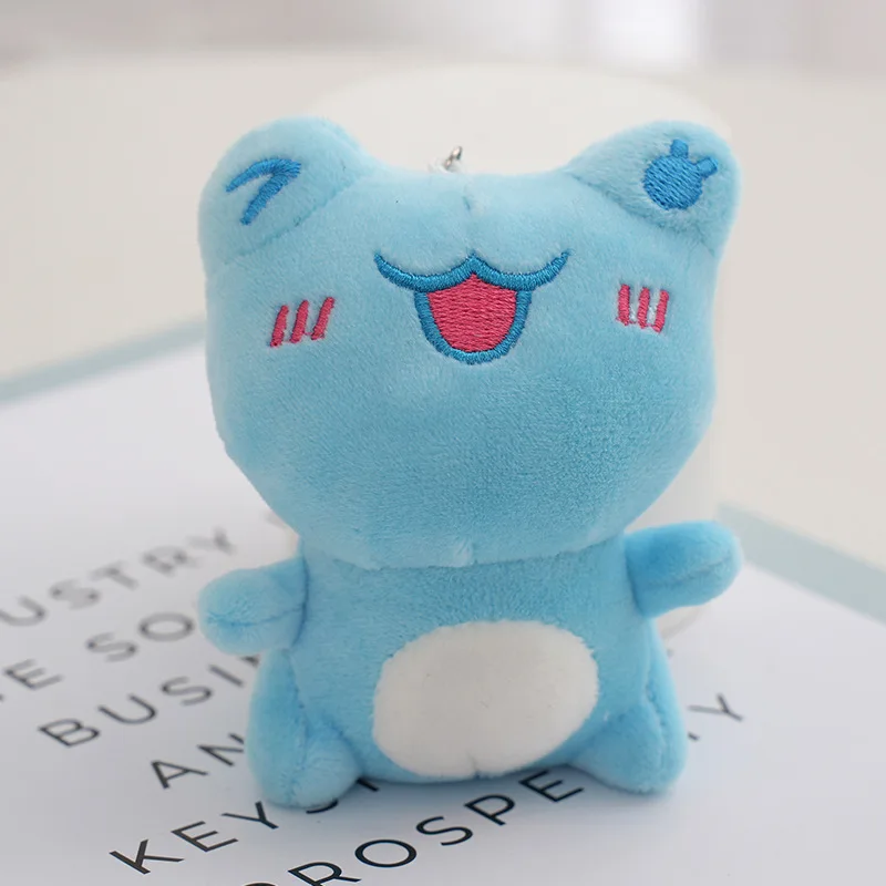 12CM New Cool Green Frog Plush Toy Keychain Soft Elastic Shy Cute Smile Little Frog Doll Birthday Christmas Gift to Children