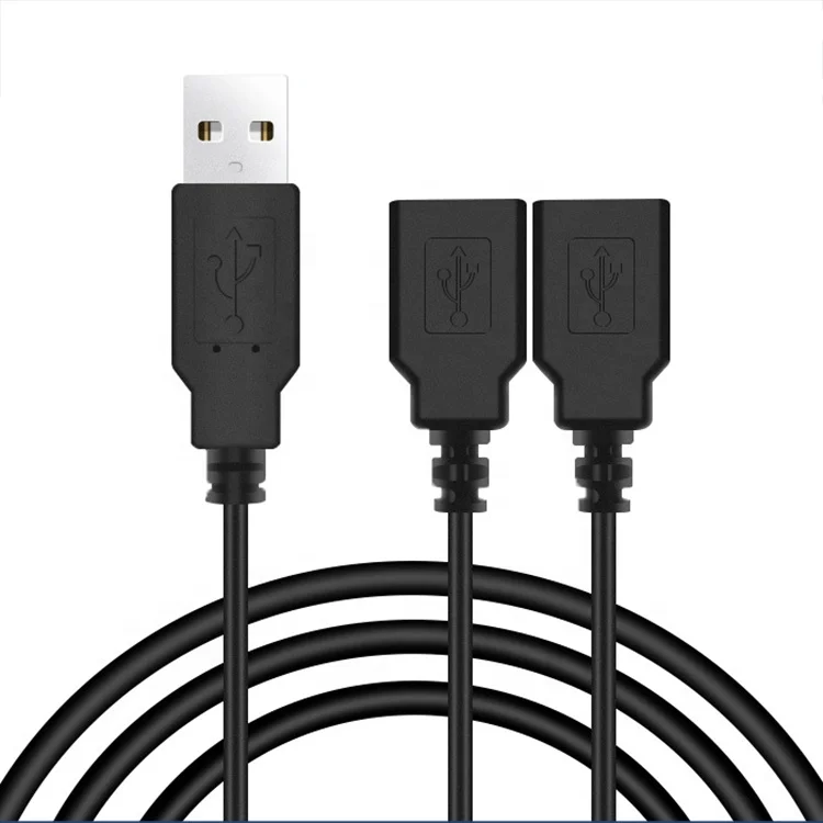 Custom OEM 2m 1 Male to 2 Female Y USB Splitter Cable for Charging