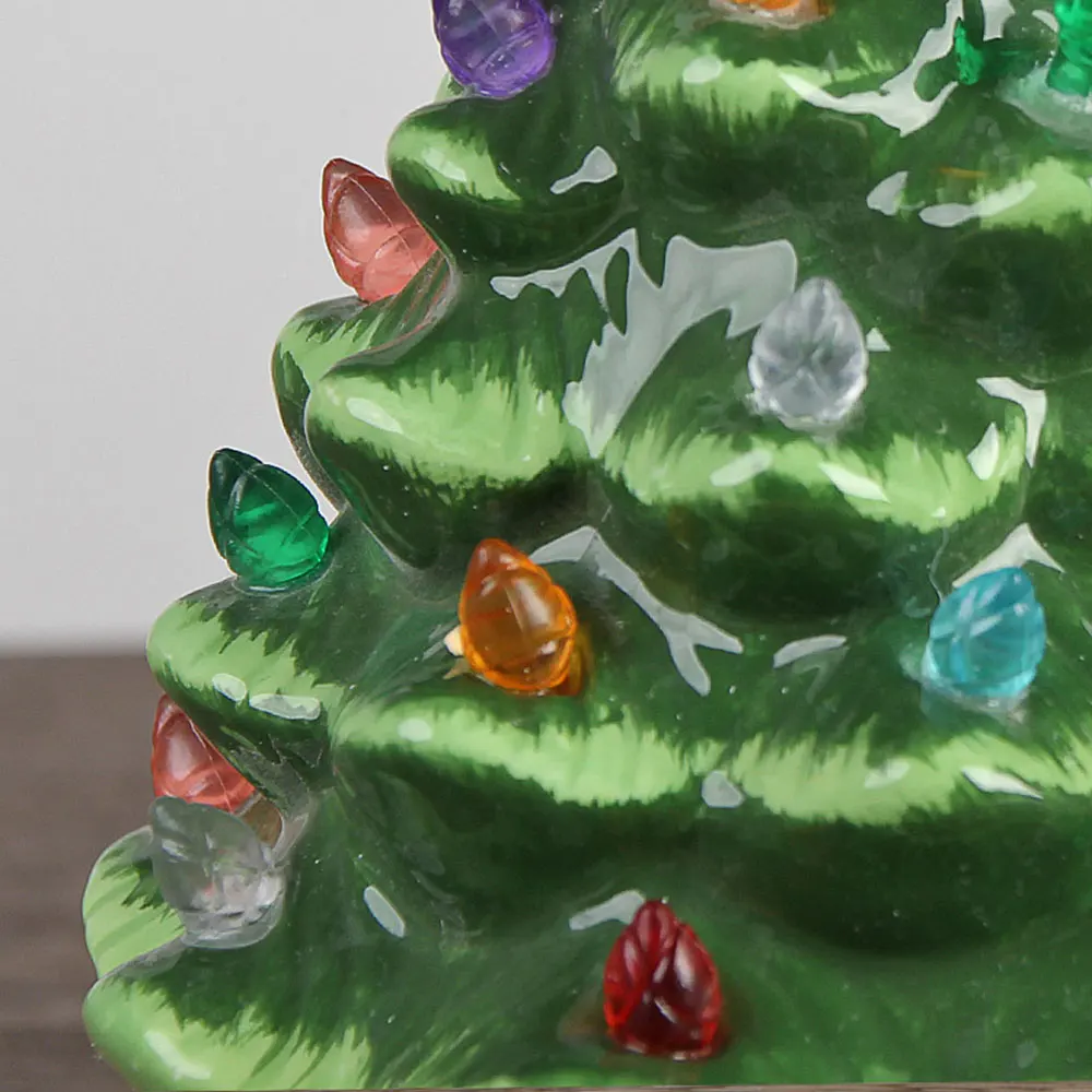 Настольная декоративная лампа загорается Маленькая зеленая керамическая Рождественская елка