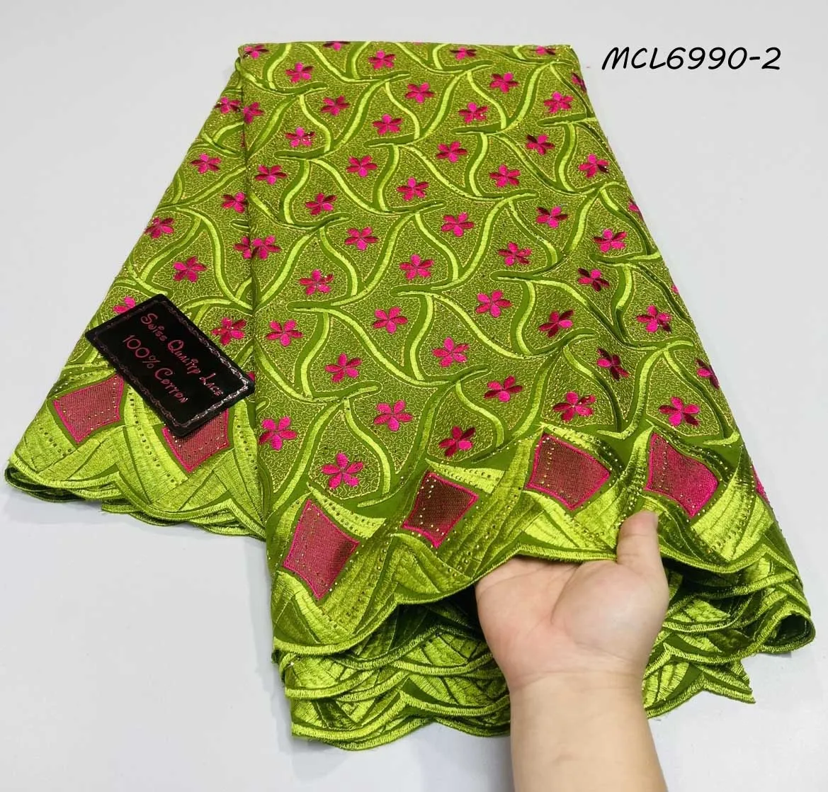 2024 Latest lafaya Swiss voile Lace Fabric 100% Cotton Embroidery High Quality African French Cotton Laces Fabrics 5 Yards