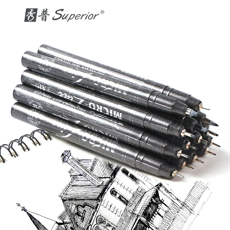 Superior 8pcs Waterproof Fade Proof Micron PenTip Fine Liner Black Sketch Water Marker Pen for Manga