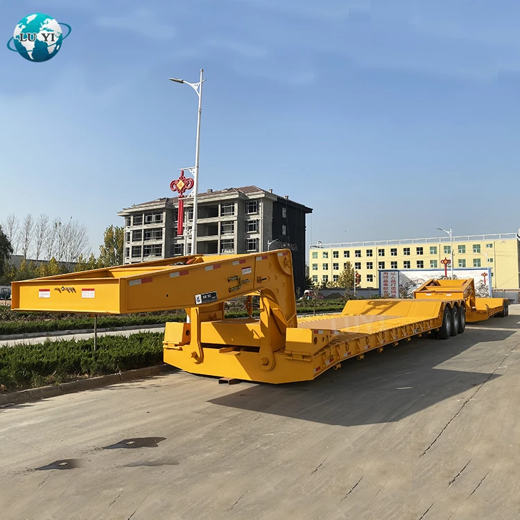 Съемная гусиная шея 3 оси 80 тонн 100 т низкая кровать lowboy полуприцеп грузовик на продажу