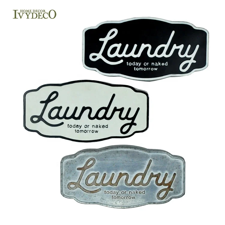 
IVYDECO Laundry Co. WASH DRY FOLD AND REPEAT Vintage Metal Signs 