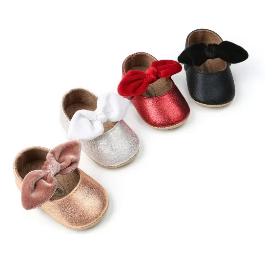 
New Born Baby Girl Toddler Shoes Princess Bow Design Soft Shoes 