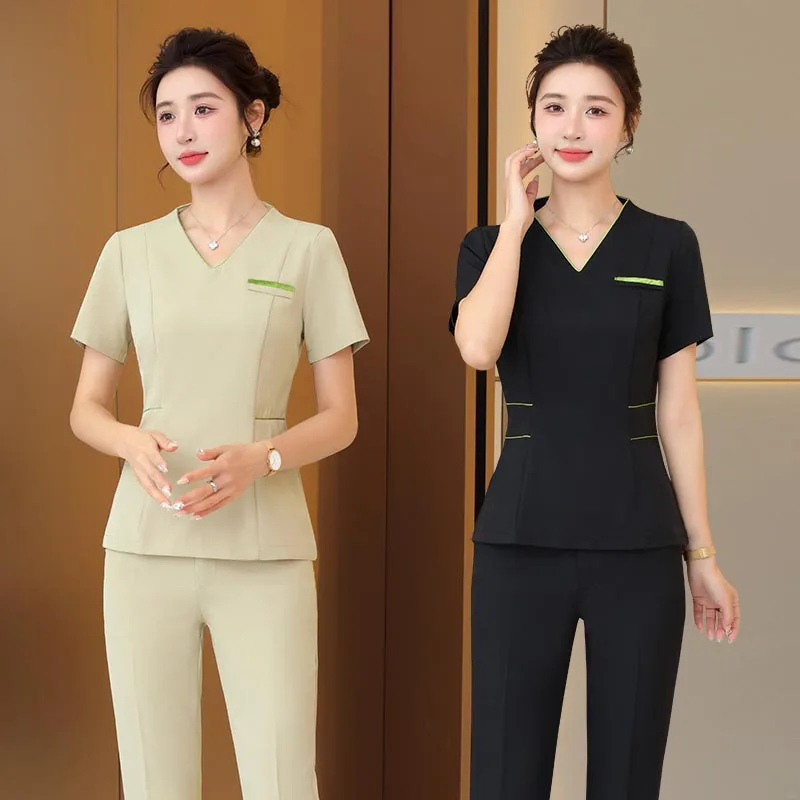 Custom womens classic suit  for massage ladies spa work outfit uniform beauty salon set