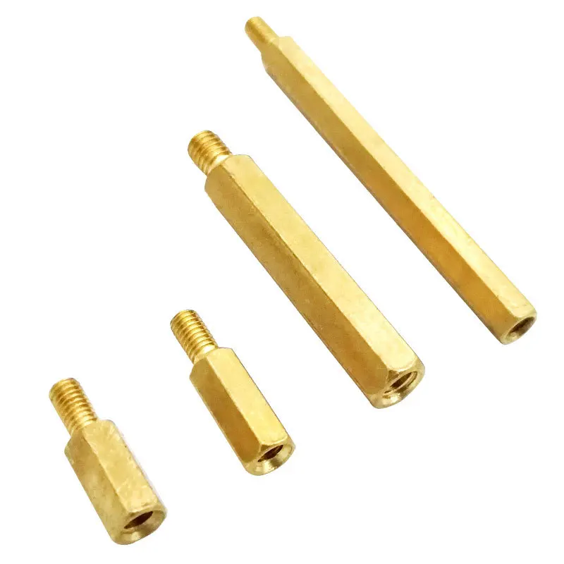 Custom double pass hexagonal copper column flat head hollow stud through hole chassis main board isolation copper column