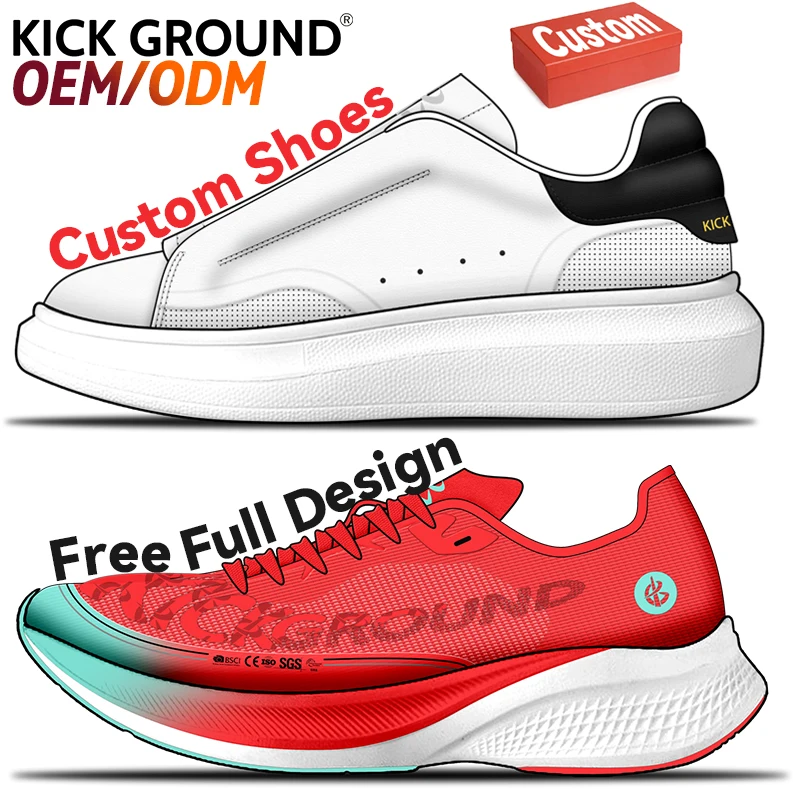 Kick Ground OEM ODM Custom Shoes Men Casual Sneakers Walking Running Style Shoes Designer Basketball Skateboarding Custom Shoes