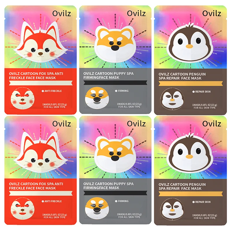OVILZ cartoon korea animal spa face mask anti aging hydrating natural organic plant skincare party beauty facial mask