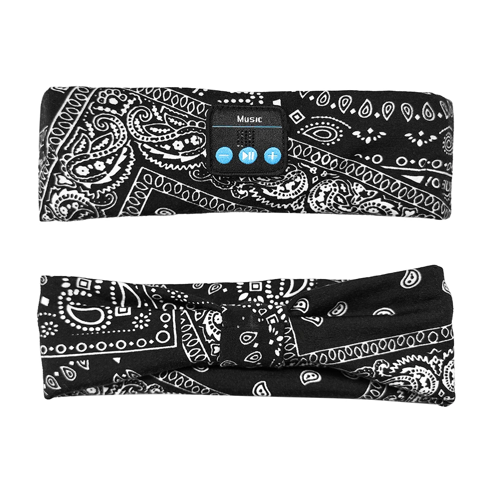 Pattern Long Time Play Headphones Sports Headband Thin Soft Elastic Comfortable Wireless Blue Tooth Music Headset Eye Mask