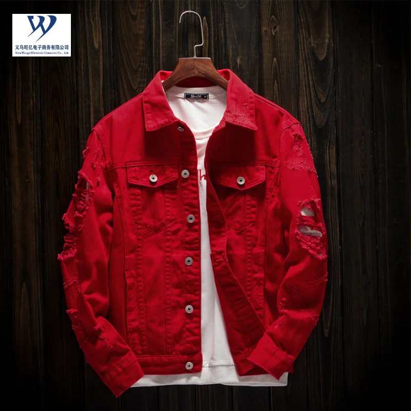 Mens Denim Jean Jacket Trendy Fashion Ripped Denim Male Streetwear Jackets Cowboy Coats