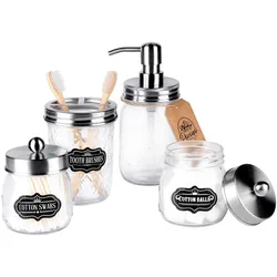 Wholesale Hand Sanitizer Pump Cover Glass Mason Jar With Black Soap Dispenser Bathroom Accessories