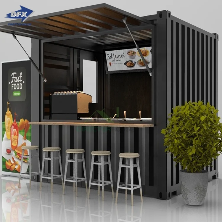 Customized mobile China ready made small container cafe shop bar for sale 10ft