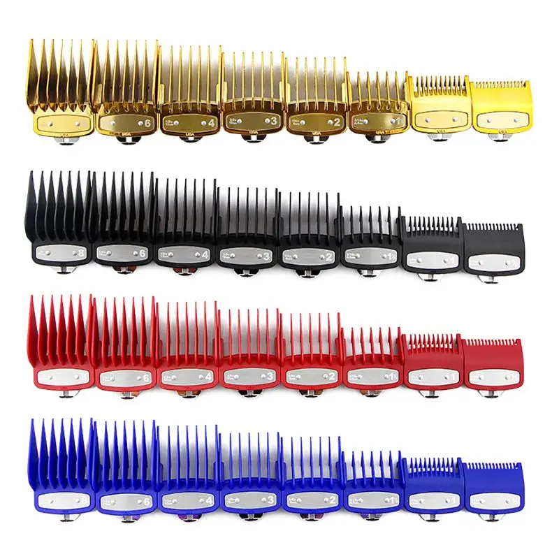 8PCS Professional Limit Comb Cutting Guide Combs 1.5/3/4.5/6/10/13/15/19mm Set Fits All Full Size Clippers