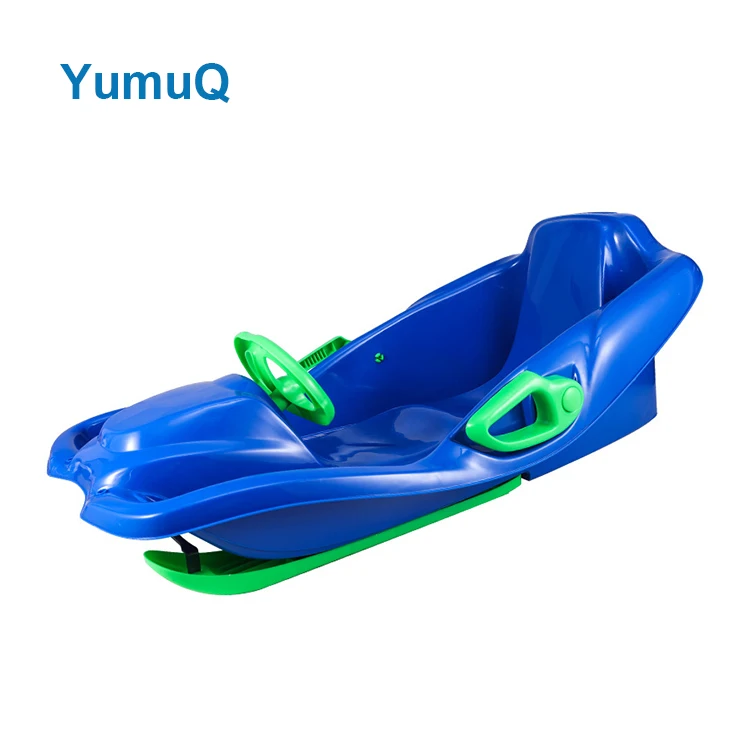 YumuQ Outdoor Durable Fun Snow Sledge Plastic, Snow Sledge Car With Steering Wheel
