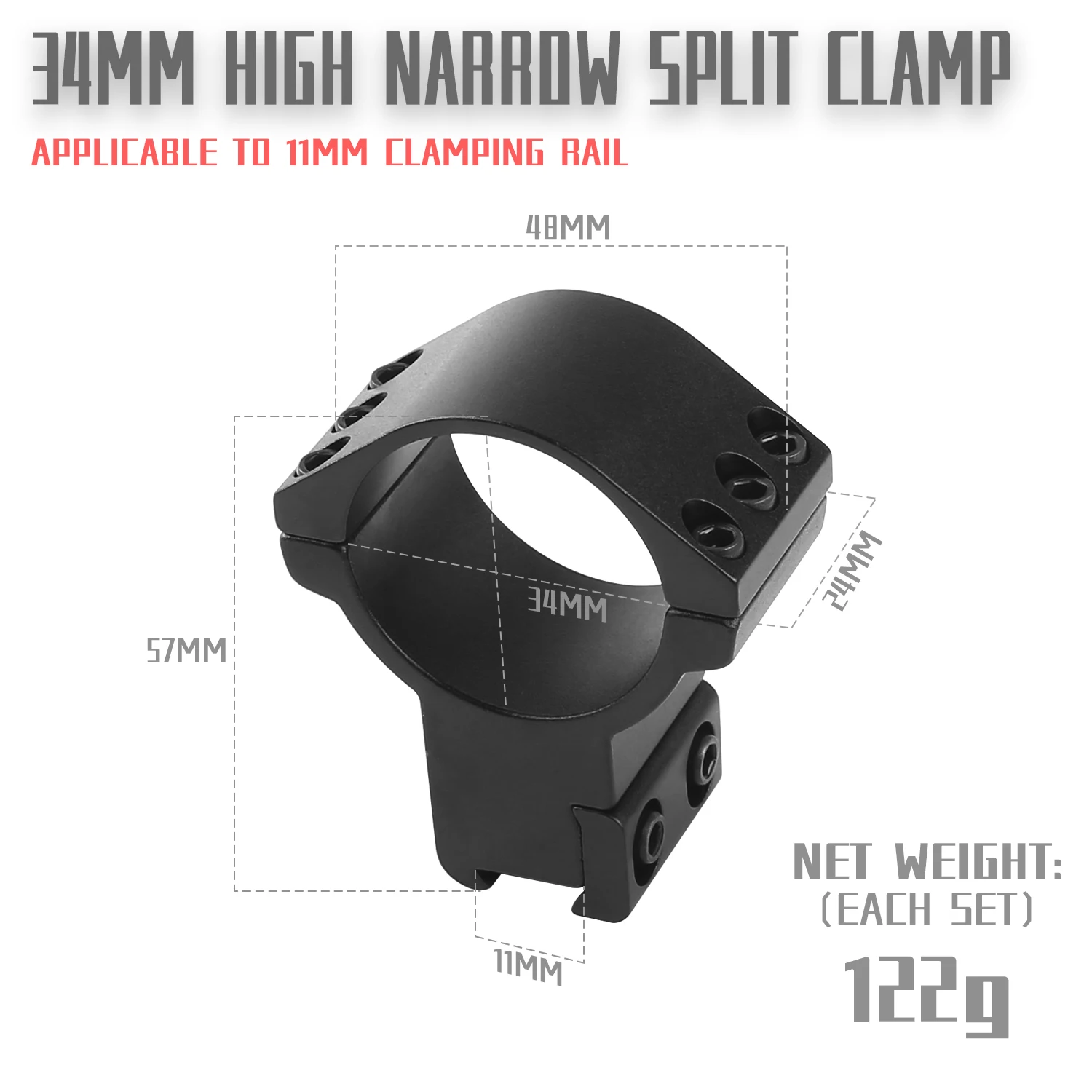 2PCS 34mm scope Mount Ring High Shockproof Scope Mounts Accessories
