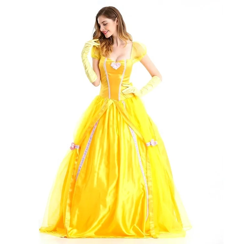 Beauty And The Beast Cosplay Fancy Yellow princess dress for women