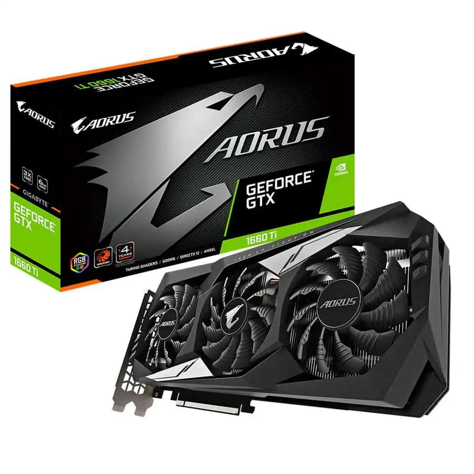 FOR GIGABYTE For NVIDIA AORUS GeForce GTX 1660 Ti 6G with 6GB GDDR6 192-bit Memory Interface Support Overclocking (GV-N166TAORUS