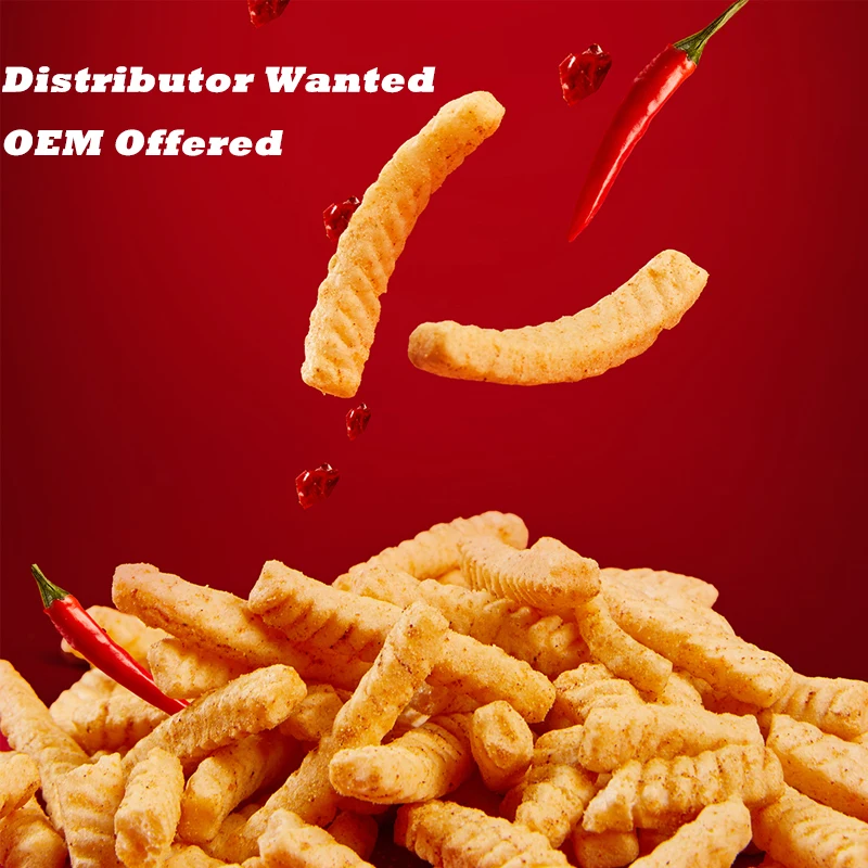 QINQIN OEM Prawn Cracker Spicy Flavor 80g Non-Fried Leisure Food Snacks Crispy Puffed Seafood Snacks Food